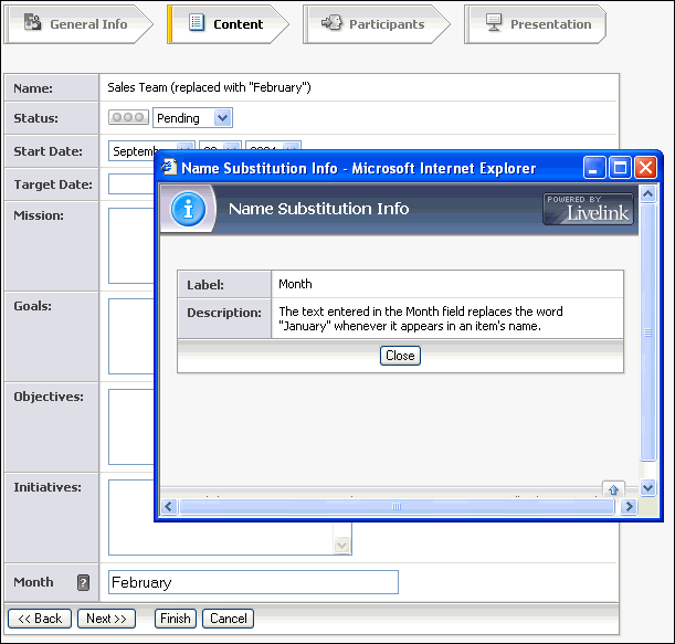 Fenster Namensersetzungs-Info, wie im vorherigen Absatz beschrieben.