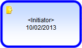 Ein Initiator-Workflow-Schritt wird blau umrandet dargestellt.